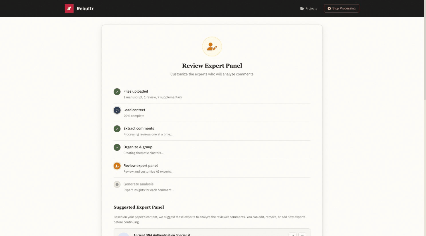 Processing Interface